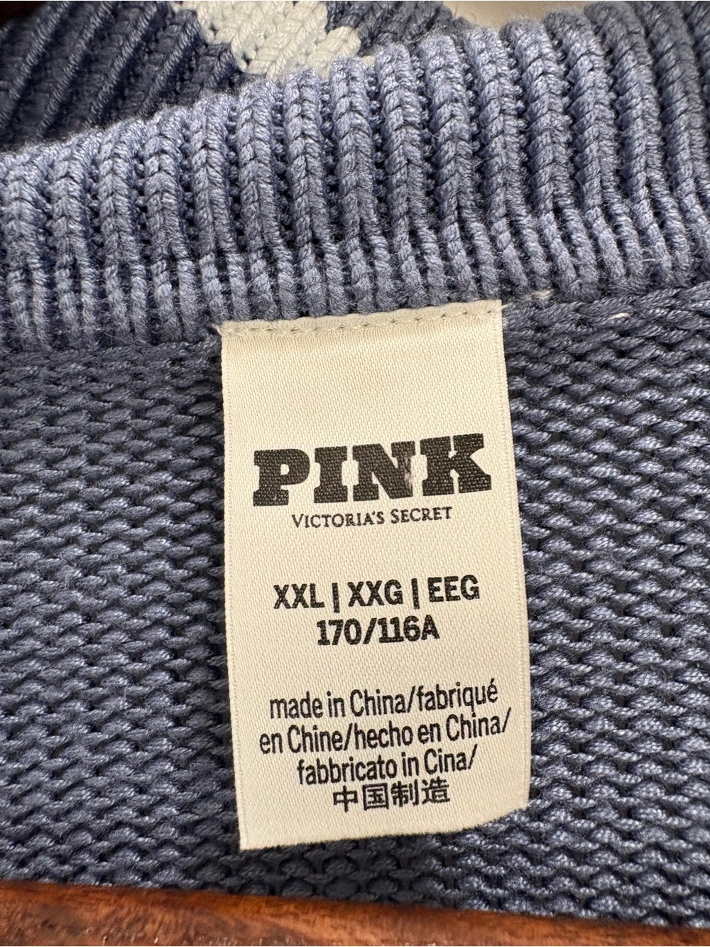 PINK Victoria's Secret Cambridge Blue Knit Sweater with White Logo Tag - Picture 2 of 4